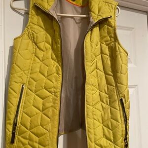 Bass Quilted Yellow Vest with Orange Trim
